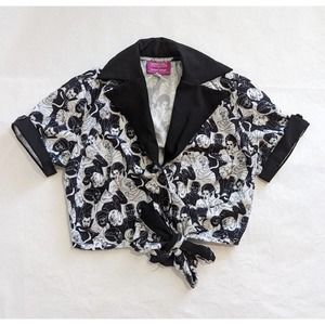 Unique Vintage x Monsters Horror Icon Print Shirley Crop Top Sz XS Frankenstein